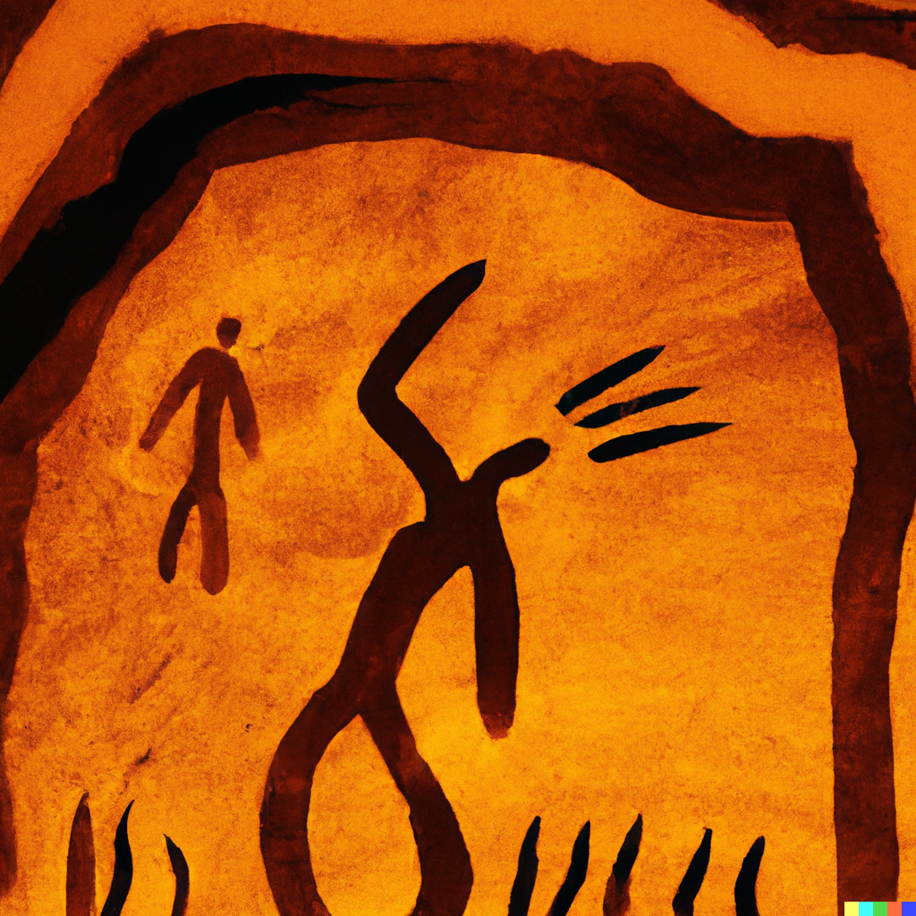 A Dall-E Representation of: the internal experience of burnout represented as a cave painting