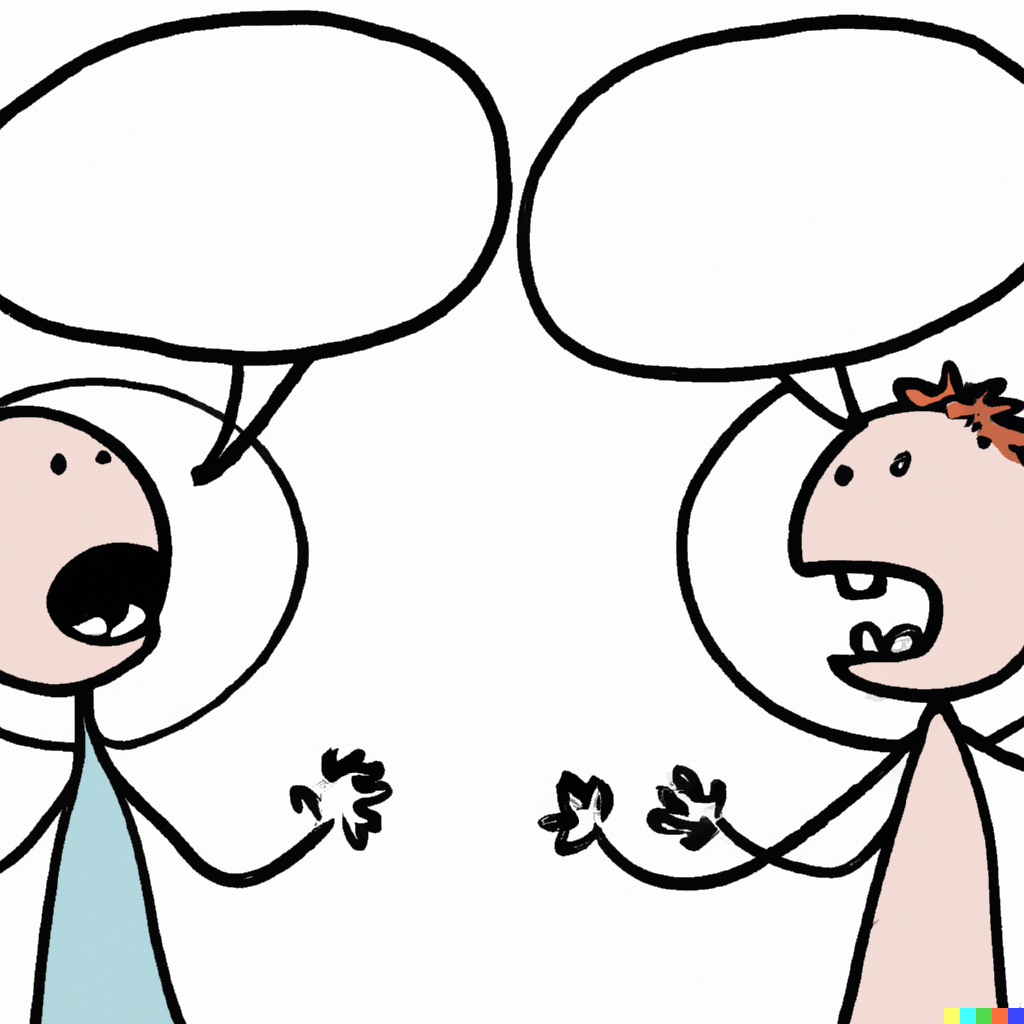 cartoon bubbles of two people communicating like in calvin and hobbes
