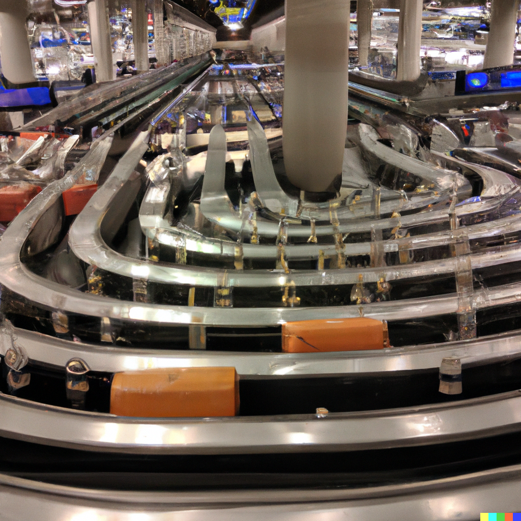 a representation of a bird's eye view of the inside of the denver airport's baggage system