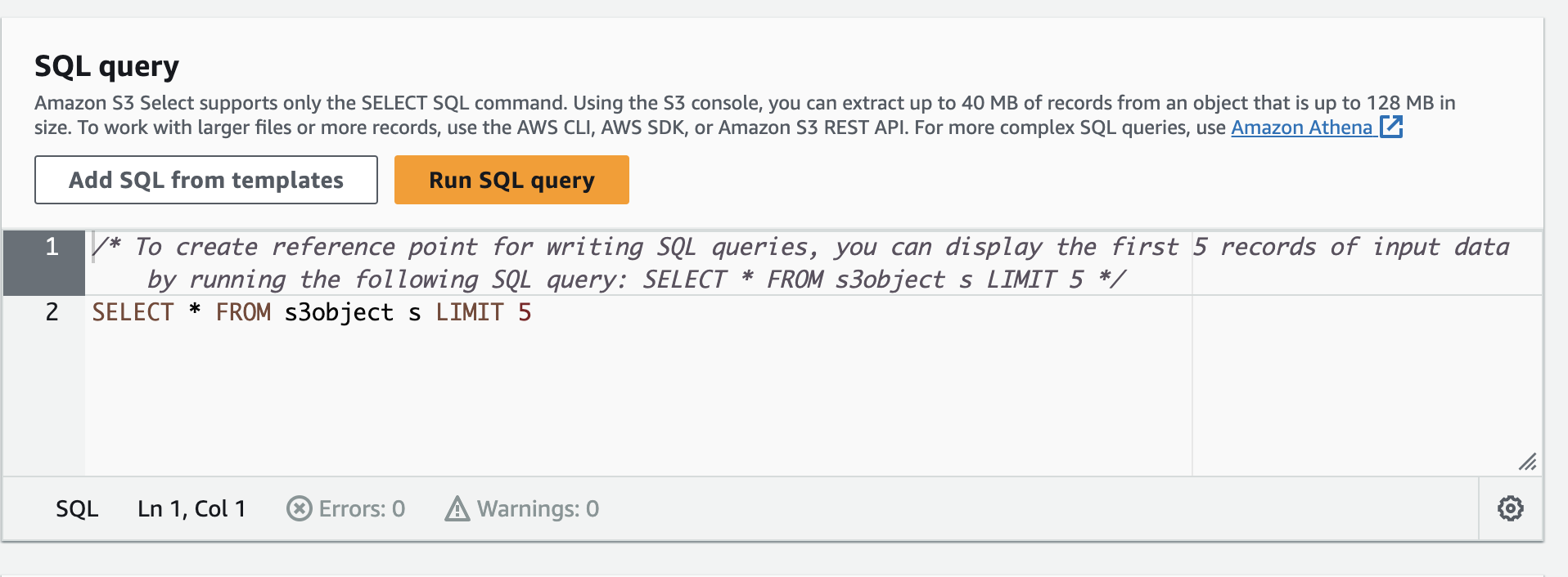 S3 Select Query Playground